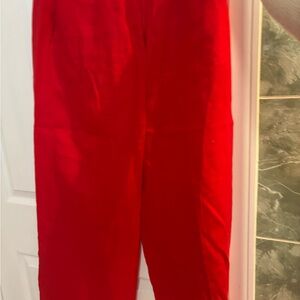 J. Crew Women's Linen Red Wide Leg Pants